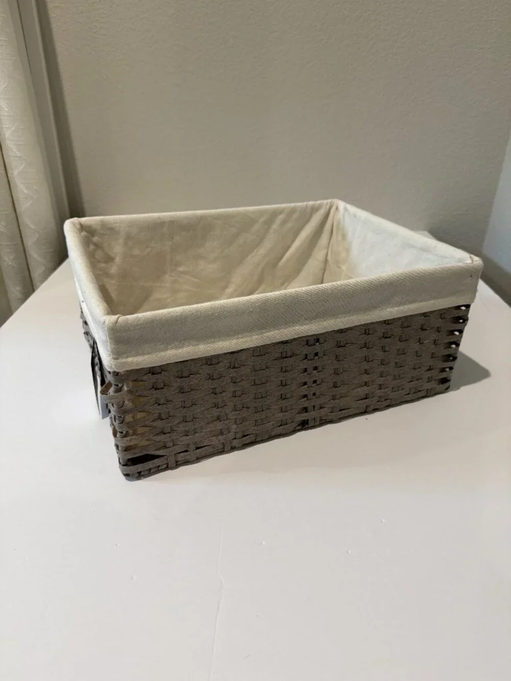 Container Store Montauk Rectangular Storage Basket Medium Grey 11x15x6.5 New Tag
